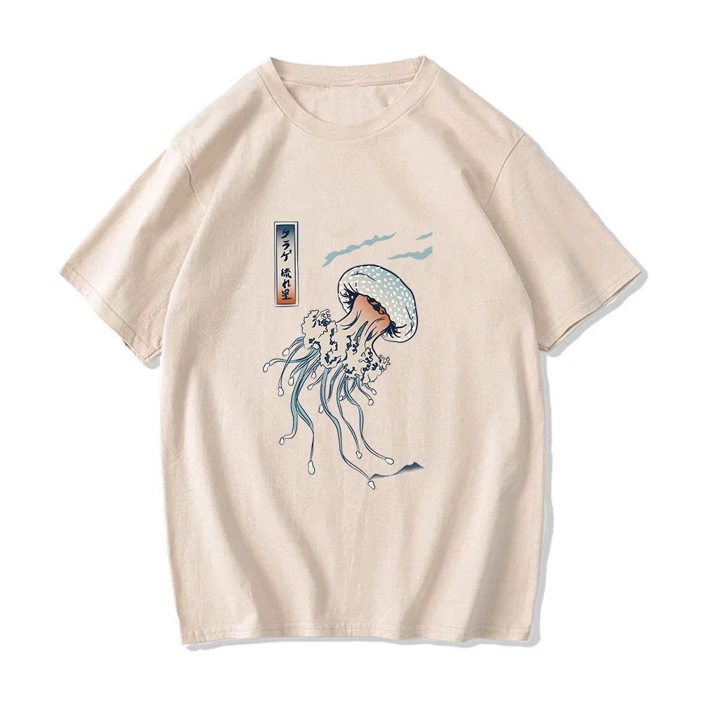 kawaiies-softtoys-plushies-kawaii-plush-Japanese-themed Floating Jellyfish Unisex Tee Apparel Cream XS 
