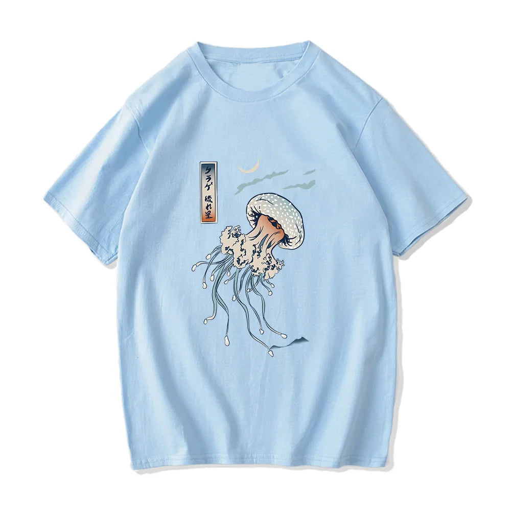 kawaiies-softtoys-plushies-kawaii-plush-Japanese-themed Floating Jellyfish Unisex Tee Apparel Light Blue XS 