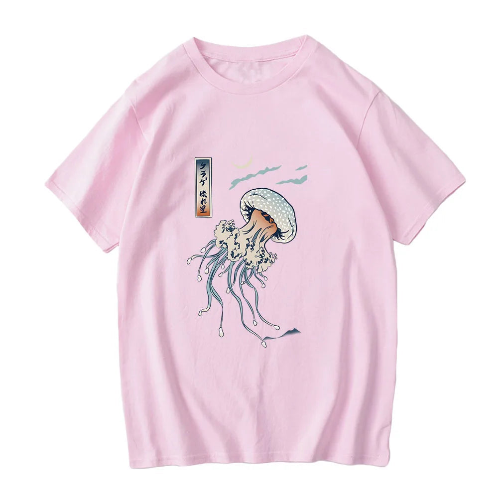 kawaiies-softtoys-plushies-kawaii-plush-Japanese-themed Floating Jellyfish Unisex Tee Apparel Pink XS 
