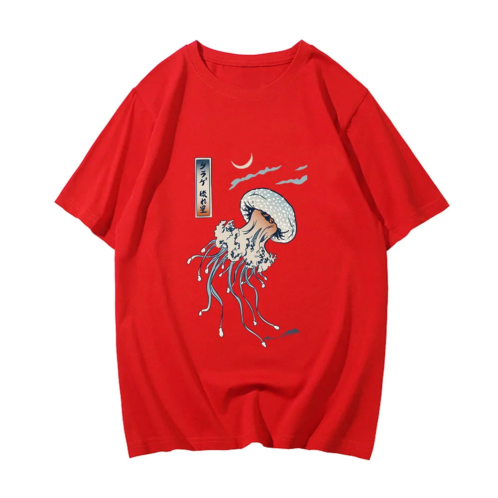 kawaiies-softtoys-plushies-kawaii-plush-Japanese-themed Floating Jellyfish Unisex Tee Apparel Red XS 