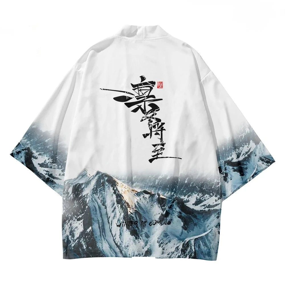 kawaiies-softtoys-plushies-kawaii-plush-Japanese-themed Glaciar Mountains Two-Piece Kimono Yukata Top & Pants Kimono 