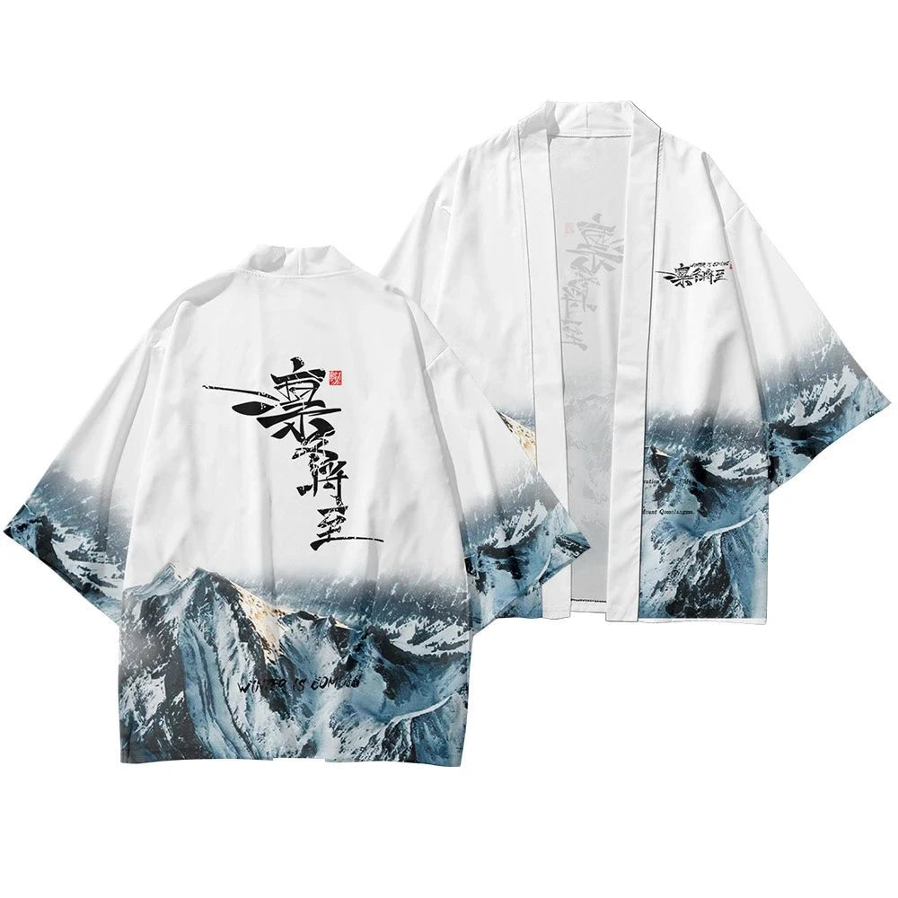 kawaiies-softtoys-plushies-kawaii-plush-Japanese-themed Glaciar Mountains Two-Piece Kimono Yukata Top & Pants Kimono Tops S 