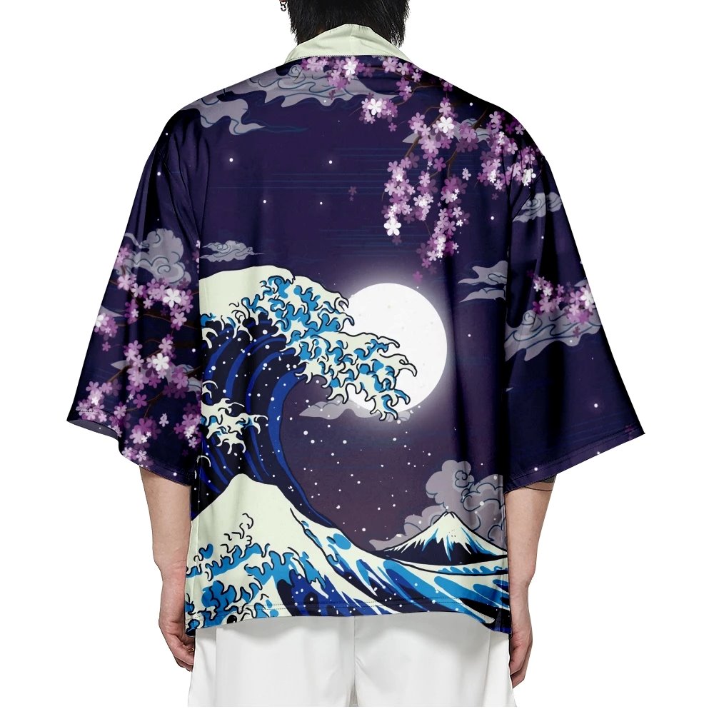 kawaiies-softtoys-plushies-kawaii-plush-Japanese-themed Great Wave off Kanagawa Red Purple Unisex Kimono Kimono 