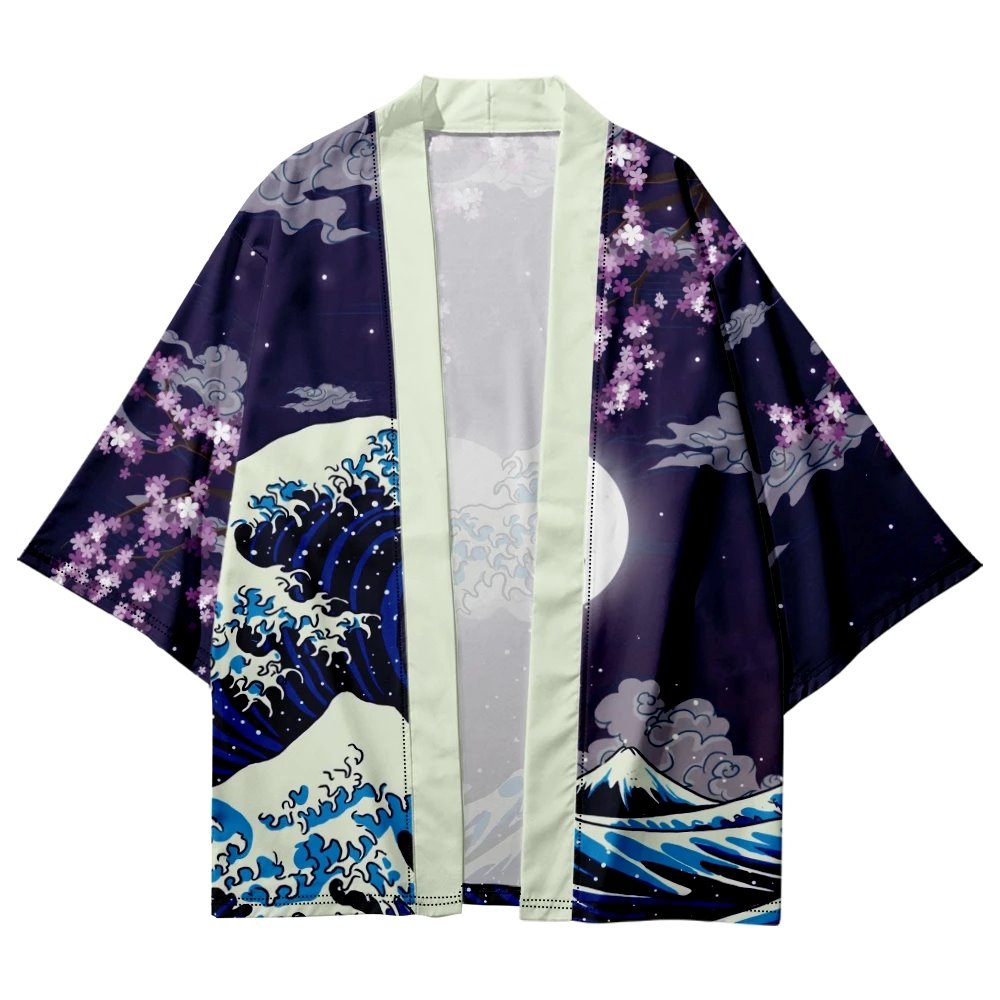 kawaiies-softtoys-plushies-kawaii-plush-Japanese-themed Great Wave off Kanagawa Red Purple Unisex Kimono Kimono 