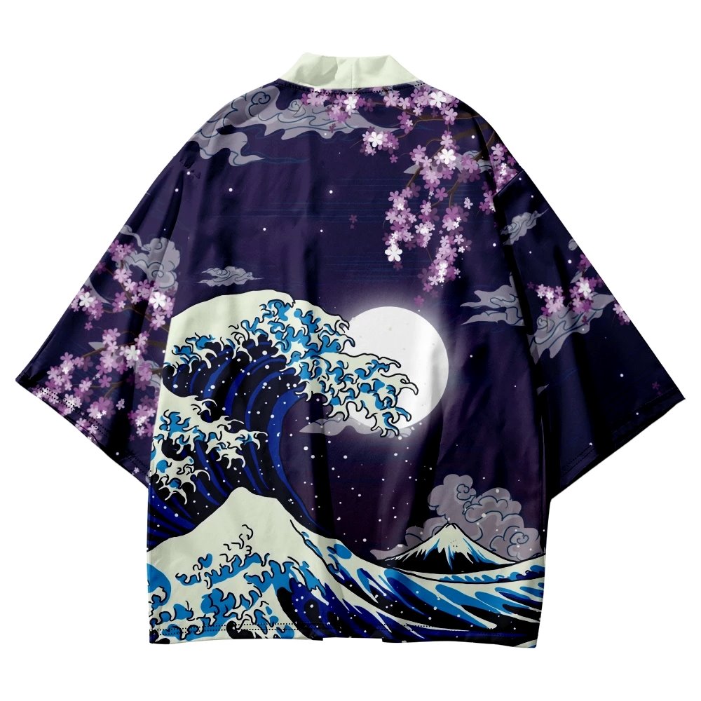 kawaiies-softtoys-plushies-kawaii-plush-Japanese-themed Great Wave off Kanagawa Red Purple Unisex Kimono Kimono 