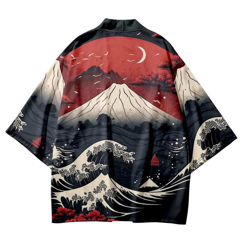 kawaiies-softtoys-plushies-kawaii-plush-Japanese-themed Great Wave off Kanagawa Red Purple Unisex Kimono Kimono 