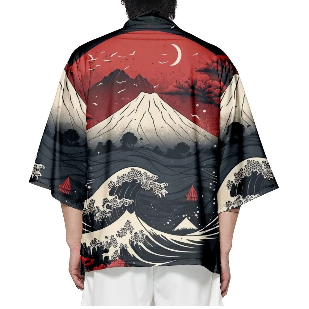 kawaiies-softtoys-plushies-kawaii-plush-Japanese-themed Great Wave off Kanagawa Red Purple Unisex Kimono Kimono 