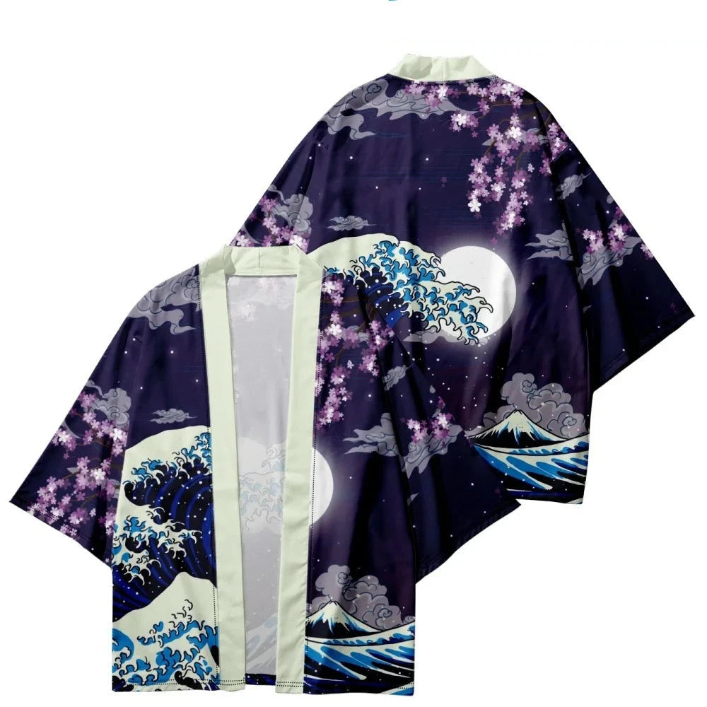 kawaiies-softtoys-plushies-kawaii-plush-Japanese-themed Great Wave off Kanagawa Red Purple Unisex Kimono Kimono Purple M 