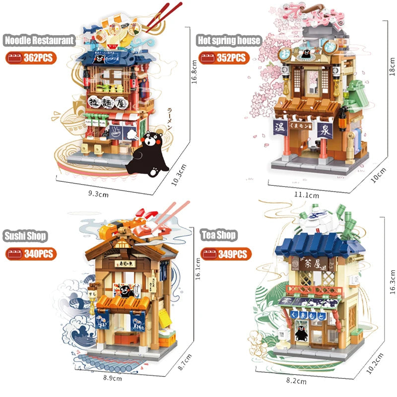 kawaiies-softtoys-plushies-kawaii-plush-Japanese-themed Ramen Hot Spring Sushi Tea Micro Building Sets Build it 