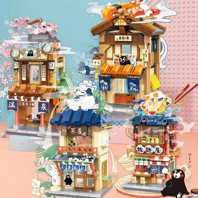 kawaiies-softtoys-plushies-kawaii-plush-Japanese-themed Ramen Hot Spring Sushi Tea Micro Building Sets Build it 4-in-1 With Box 