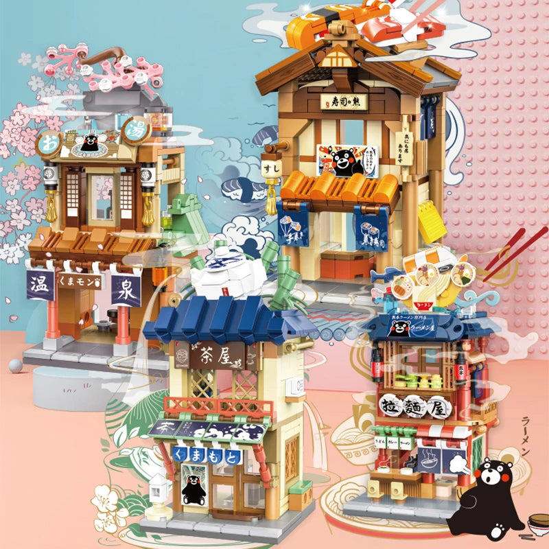 kawaiies-softtoys-plushies-kawaii-plush-Japanese-themed Ramen Hot Spring Sushi Tea Micro Building Sets Build it 