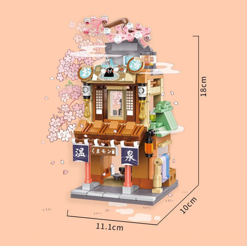 kawaiies-softtoys-plushies-kawaii-plush-Japanese-themed Ramen Hot Spring Sushi Tea Micro Building Sets Build it Hot Spring Shop With Box 