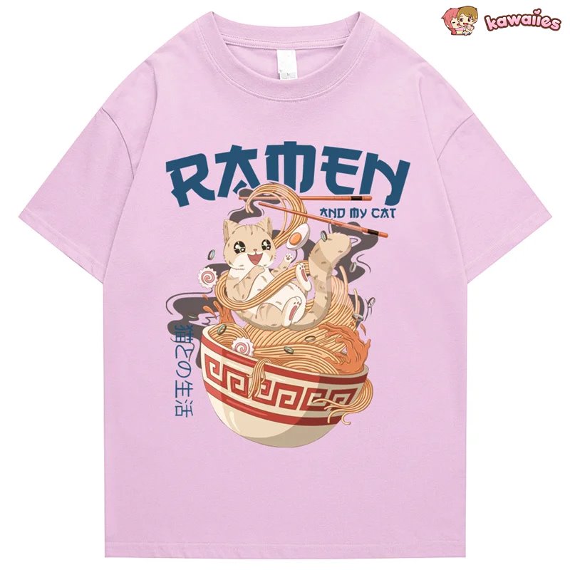 kawaiies-softtoys-plushies-kawaii-plush-Japanese-themed Ramen & Kawaii Cat Unisex Tee Apparel 