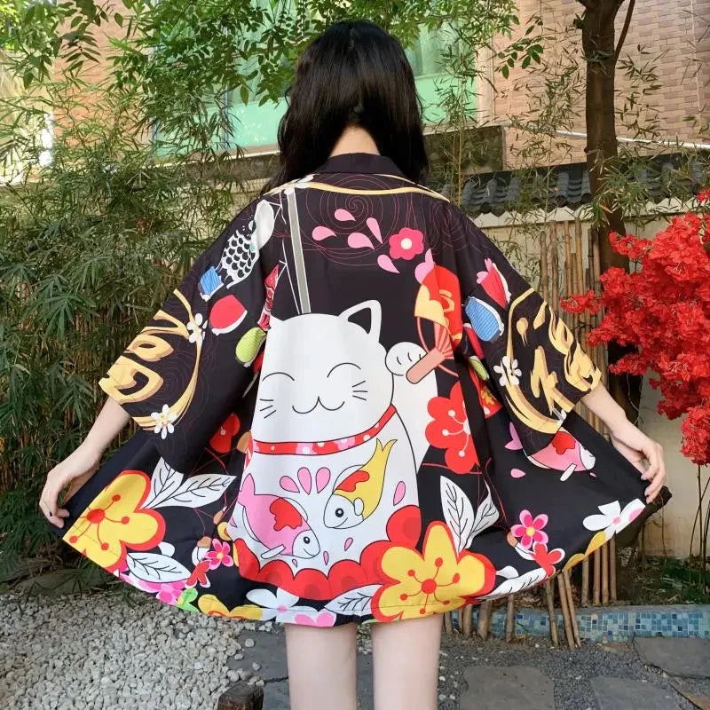 kawaiies-softtoys-plushies-kawaii-plush-Japanese-themed Red Black Lucky Cat Kimono Kimono 