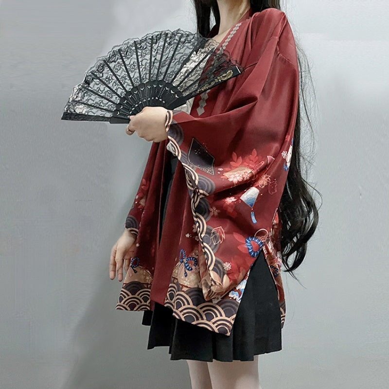 kawaiies-softtoys-plushies-kawaii-plush-Japanese-themed Red Shrines Sakura Unisex Kimono Kimono 