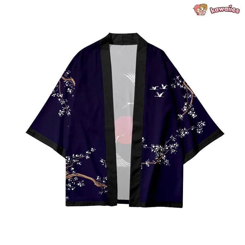 kawaiies-softtoys-plushies-kawaii-plush-Japanese-themed Red Sun White Cranes Unisex Kimono Kimono 