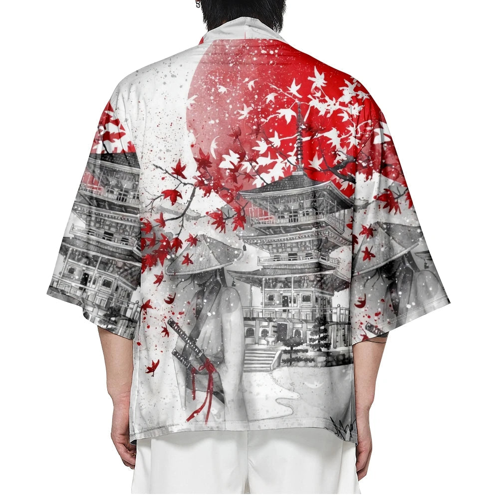 kawaiies-softtoys-plushies-kawaii-plush-Japanese-themed Samurai Pagoda Red Sun Unisex Kimono Kimono 