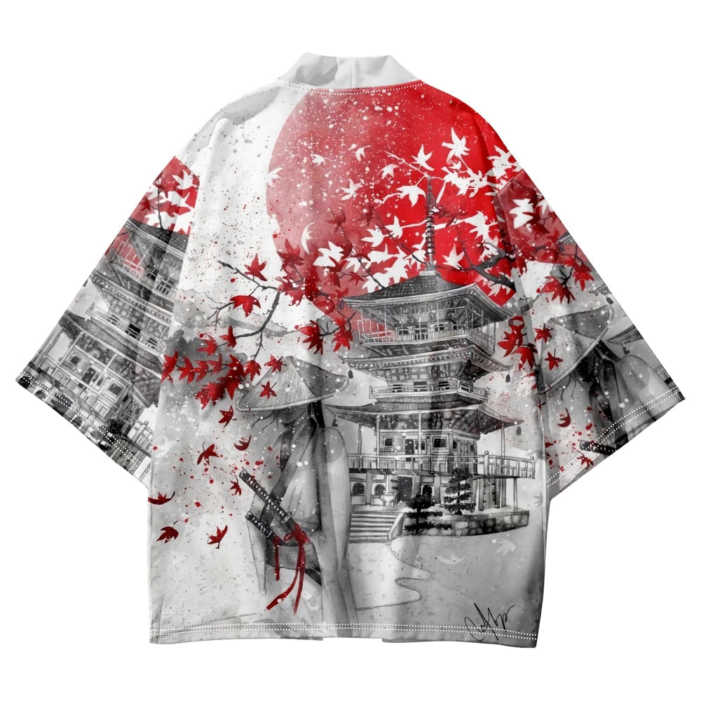 kawaiies-softtoys-plushies-kawaii-plush-Japanese-themed Samurai Pagoda Red Sun Unisex Kimono Kimono 