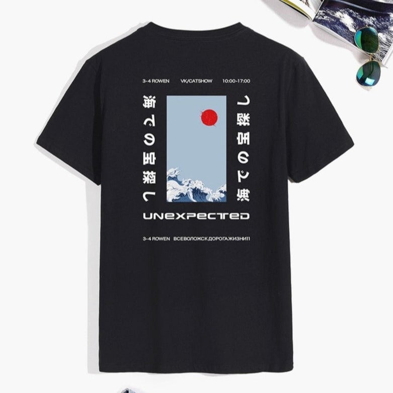 kawaiies-softtoys-plushies-kawaii-plush-Japanese-themed Wave Red Sun Kanji Unisex Tee Tops 