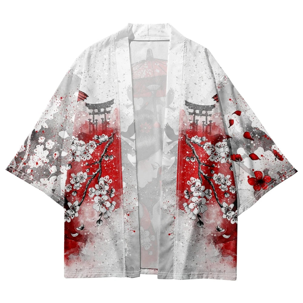 kawaiies-softtoys-plushies-kawaii-plush-Japanese-themed White Kimono Lady Red Sakura Unisex Kimono Kimono 