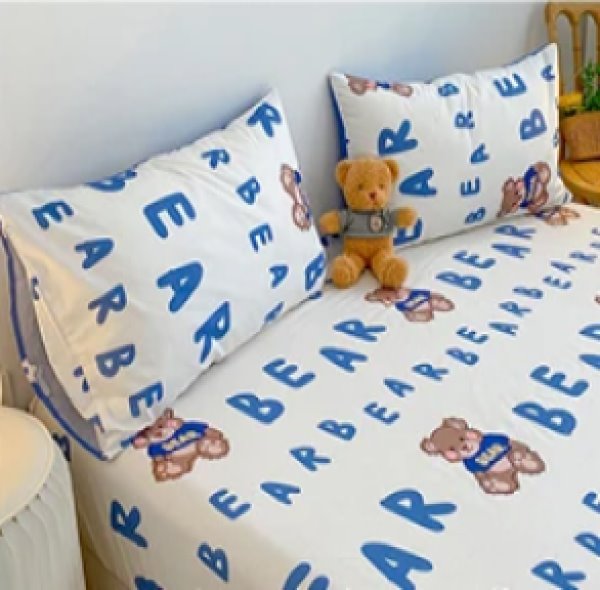 kawaiies-softtoys-plushies-kawaii-plush-Kawaii Blue Bear Fitted Bed Sheet Bedding Sets 