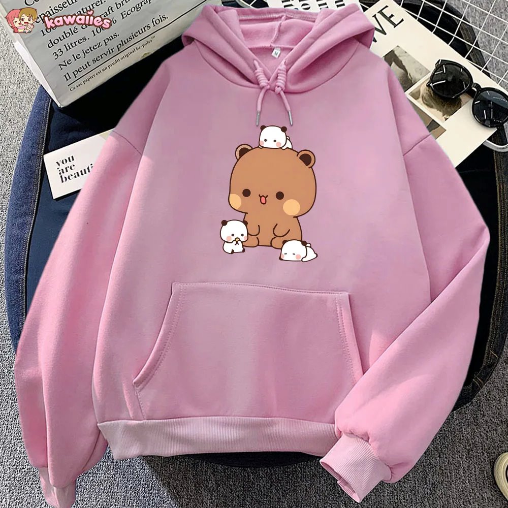 kawaiies-softtoys-plushies-kawaii-plush-Kawaii Brown Bear Baby Pandas Unisex Hoodie Apparel 