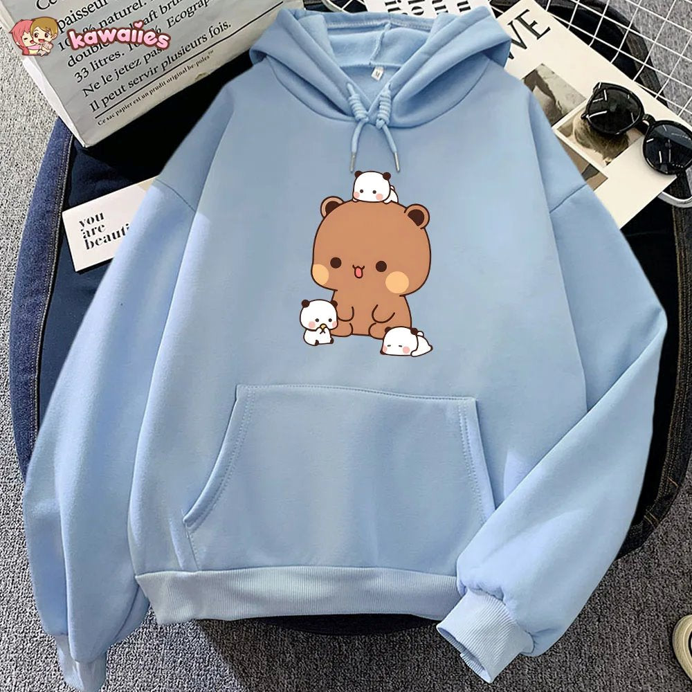 kawaiies-softtoys-plushies-kawaii-plush-Kawaii Brown Bear Baby Pandas Unisex Hoodie Apparel 