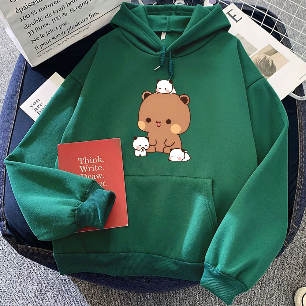 kawaiies-softtoys-plushies-kawaii-plush-Kawaii Brown Bear Baby Pandas Unisex Hoodie Apparel Green XXXL 