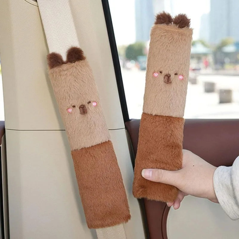 kawaiies-softtoys-plushies-kawaii-plush-Kawaii Capybara Plush Car Seat Belt Cover Shoulder Strap Accessory Car 