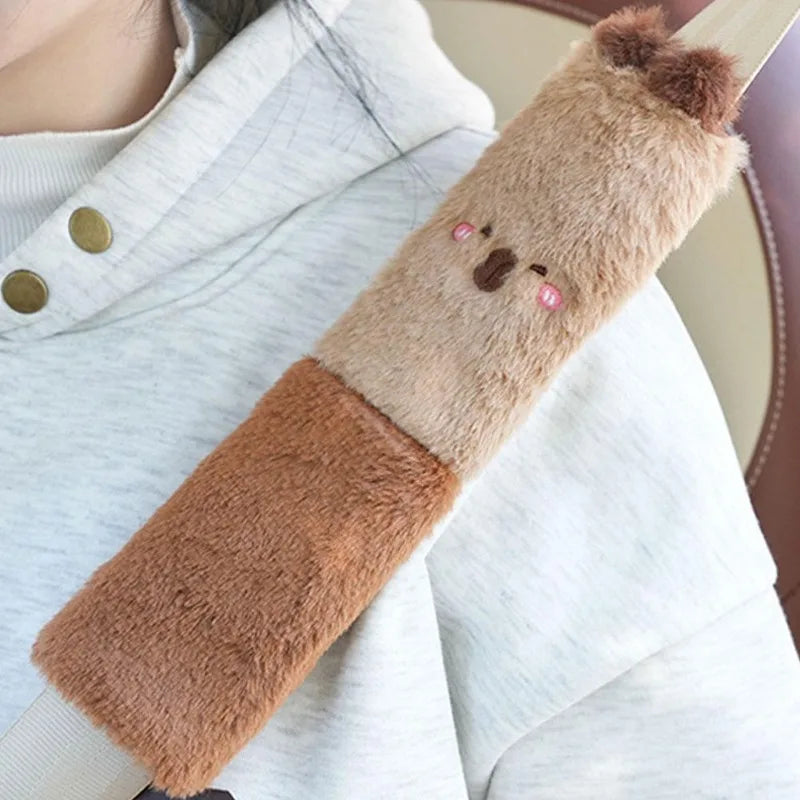 kawaiies-softtoys-plushies-kawaii-plush-Kawaii Capybara Plush Car Seat Belt Cover Shoulder Strap Accessory Car 