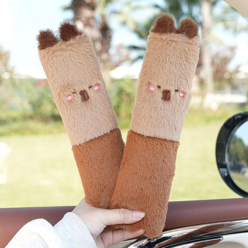 kawaiies-softtoys-plushies-kawaii-plush-Kawaii Capybara Plush Car Seat Belt Cover Shoulder Strap Accessory Car 