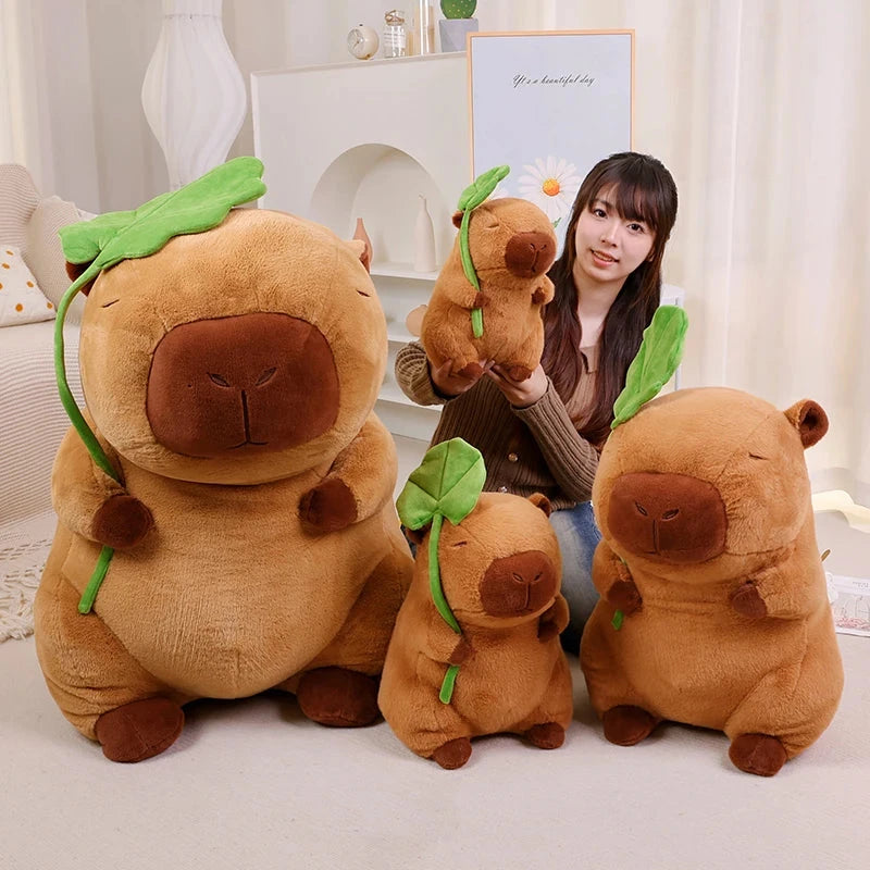 kawaiies-softtoys-plushies-kawaii-plush-Kawaii Capybara Plushie Holding Leaf Soft toy 