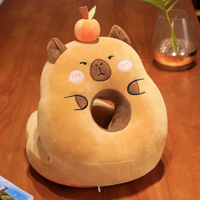 kawaiies-softtoys-plushies-kawaii-plush-Kawaii Capybara Power Nap Head Rest Cushion Soft toy Orange Angry 