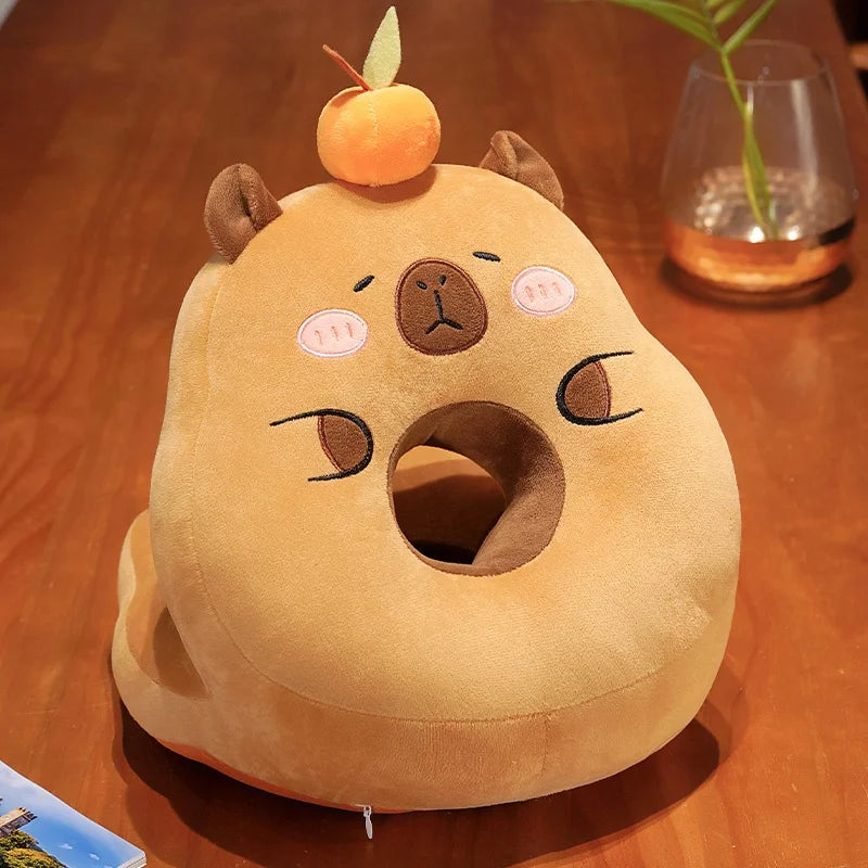 kawaiies-softtoys-plushies-kawaii-plush-Kawaii Capybara Power Nap Head Rest Cushion Soft toy Orange Sleepy 