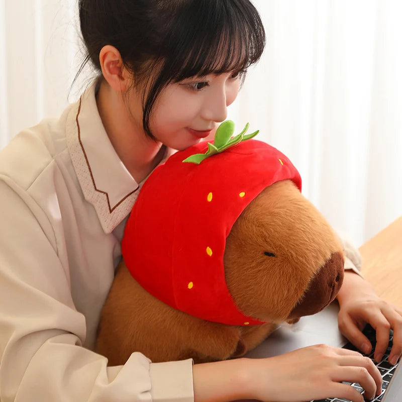 kawaiies-softtoys-plushies-kawaii-plush-Kawaii Capybara with Strawberry Hat Plushie Soft toy 