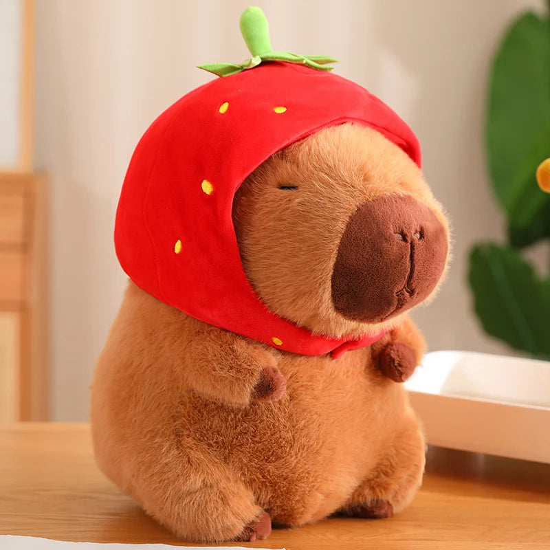 kawaiies-softtoys-plushies-kawaii-plush-Kawaii Capybara with Strawberry Hat Plushie Soft toy 8in / 20cm 