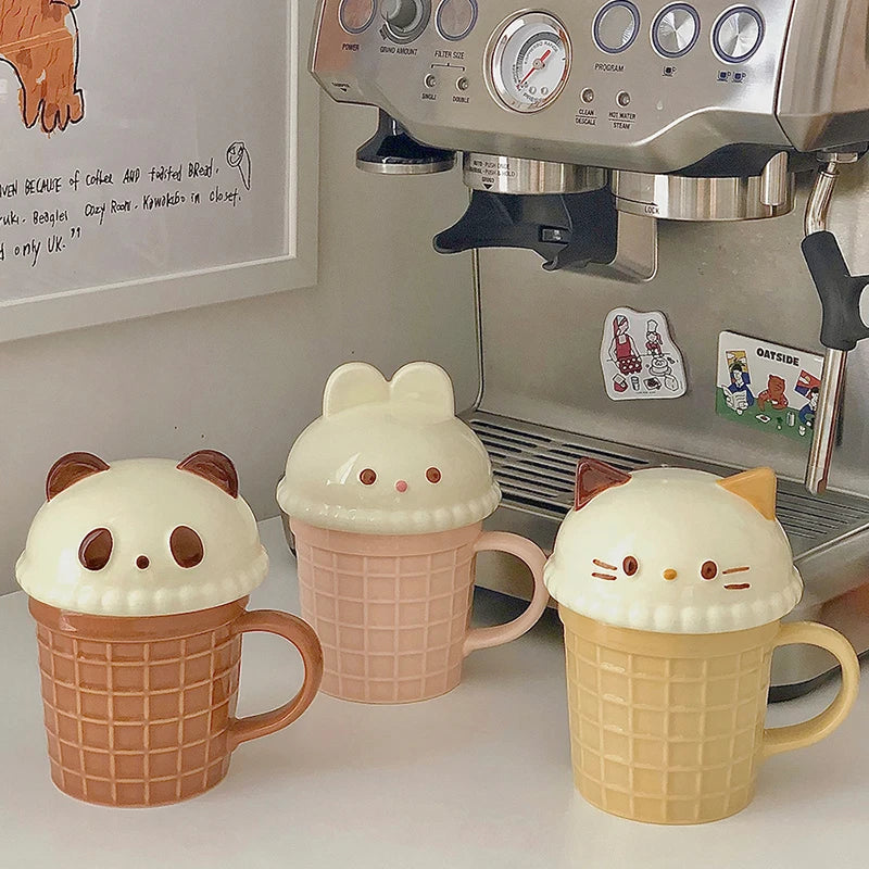 kawaiies-softtoys-plushies-kawaii-plush-Kawaii Cat Rabbit Panda Waffle Ceramic Mug with Lid Home Decor 