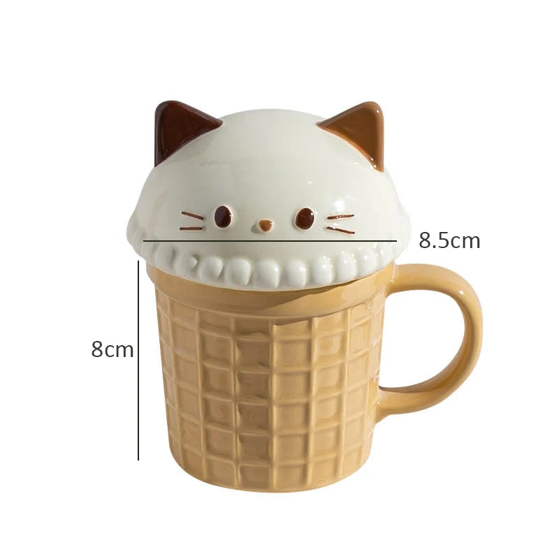 kawaiies-softtoys-plushies-kawaii-plush-Kawaii Cat Rabbit Panda Waffle Ceramic Mug with Lid Home Decor 