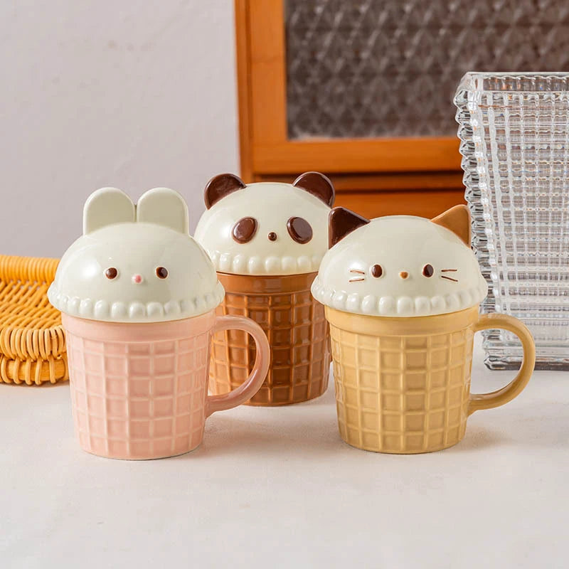 kawaiies-softtoys-plushies-kawaii-plush-Kawaii Cat Rabbit Panda Waffle Ceramic Mug with Lid Home Decor 