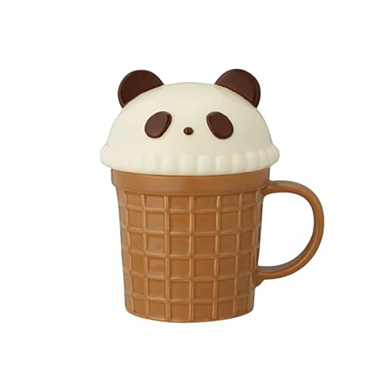 kawaiies-softtoys-plushies-kawaii-plush-Kawaii Cat Rabbit Panda Waffle Ceramic Mug with Lid Home Decor Coffee Panda 