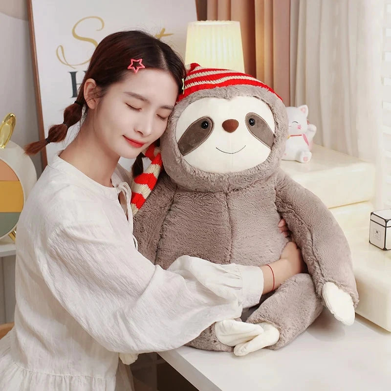 kawaiies-softtoys-plushies-kawaii-plush-Kawaii Christmas Sloth Plush with Striped Hat Soft toy 