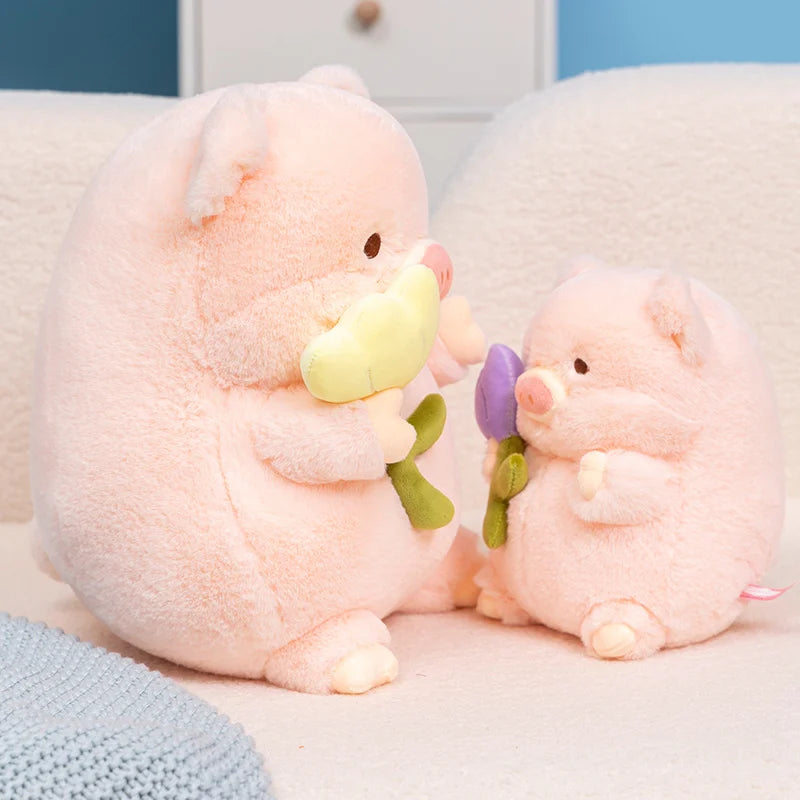 kawaiies-softtoys-plushies-kawaii-plush-Kawaii Chunky Pig holding Flower Plushie Soft toy 