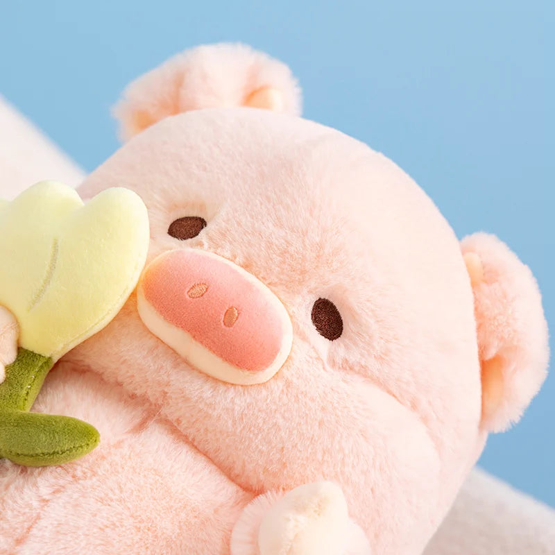 kawaiies-softtoys-plushies-kawaii-plush-Kawaii Chunky Pig holding Flower Plushie Soft toy 