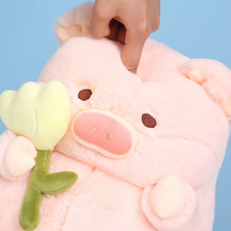 kawaiies-softtoys-plushies-kawaii-plush-Kawaii Chunky Pig holding Flower Plushie Soft toy 