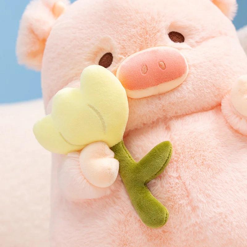 kawaiies-softtoys-plushies-kawaii-plush-Kawaii Chunky Pig holding Flower Plushie Soft toy 