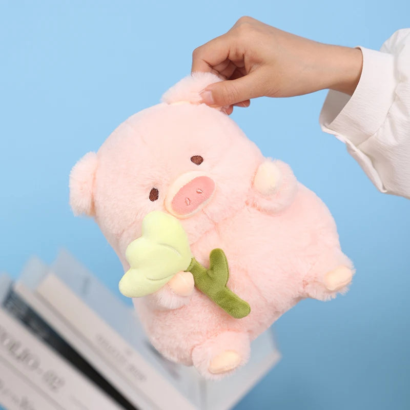 kawaiies-softtoys-plushies-kawaii-plush-Kawaii Chunky Pig holding Flower Plushie Soft toy 