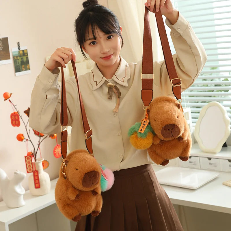 kawaiies-softtoys-plushies-kawaii-plush-Kawaii Fluffy Capybara Plushies with Strap Soft toy 