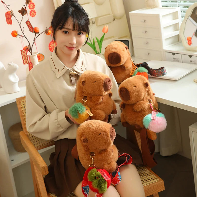 kawaiies-softtoys-plushies-kawaii-plush-Kawaii Fluffy Capybara Plushies with Strap Soft toy 