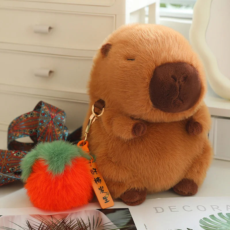 kawaiies-softtoys-plushies-kawaii-plush-Kawaii Fluffy Capybara Plushies with Strap Soft toy Orange 