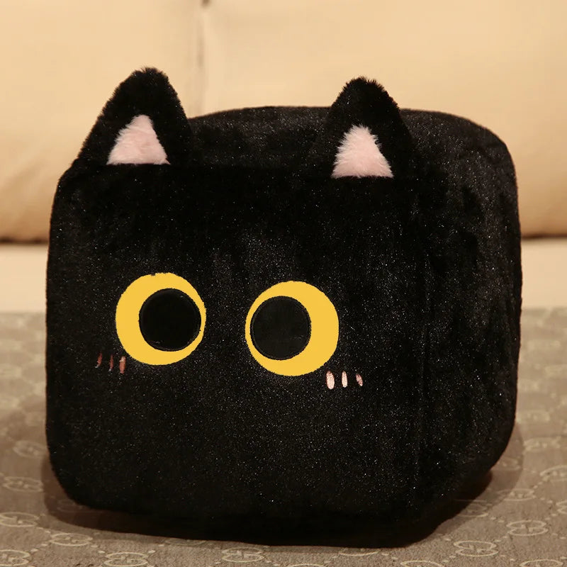 kawaiies-softtoys-plushies-kawaii-plush-Kawaii Fluffy Cube Cat Plushie Collection Soft toy Black 8in / 20cm 